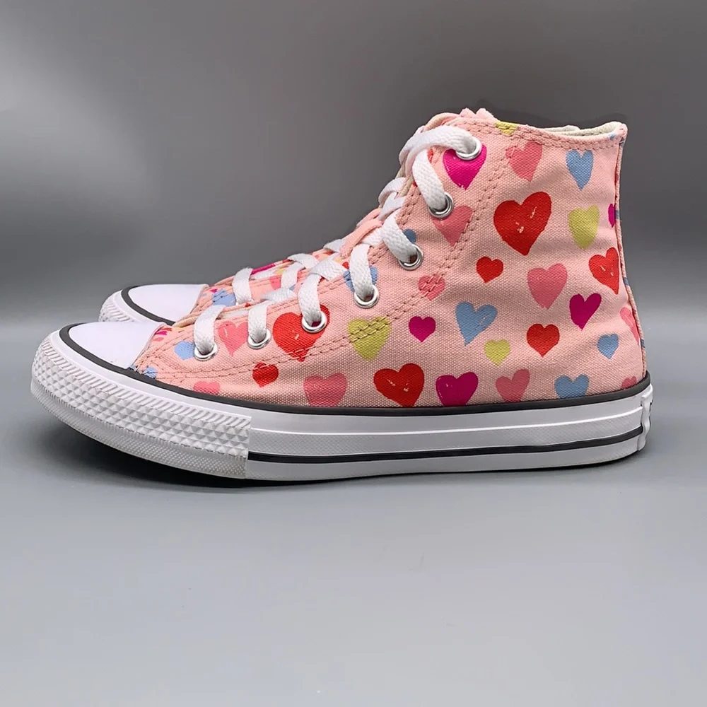 Converse Kids Sneakers - Pink with Multicolor Hearts - Picture 2 of 14